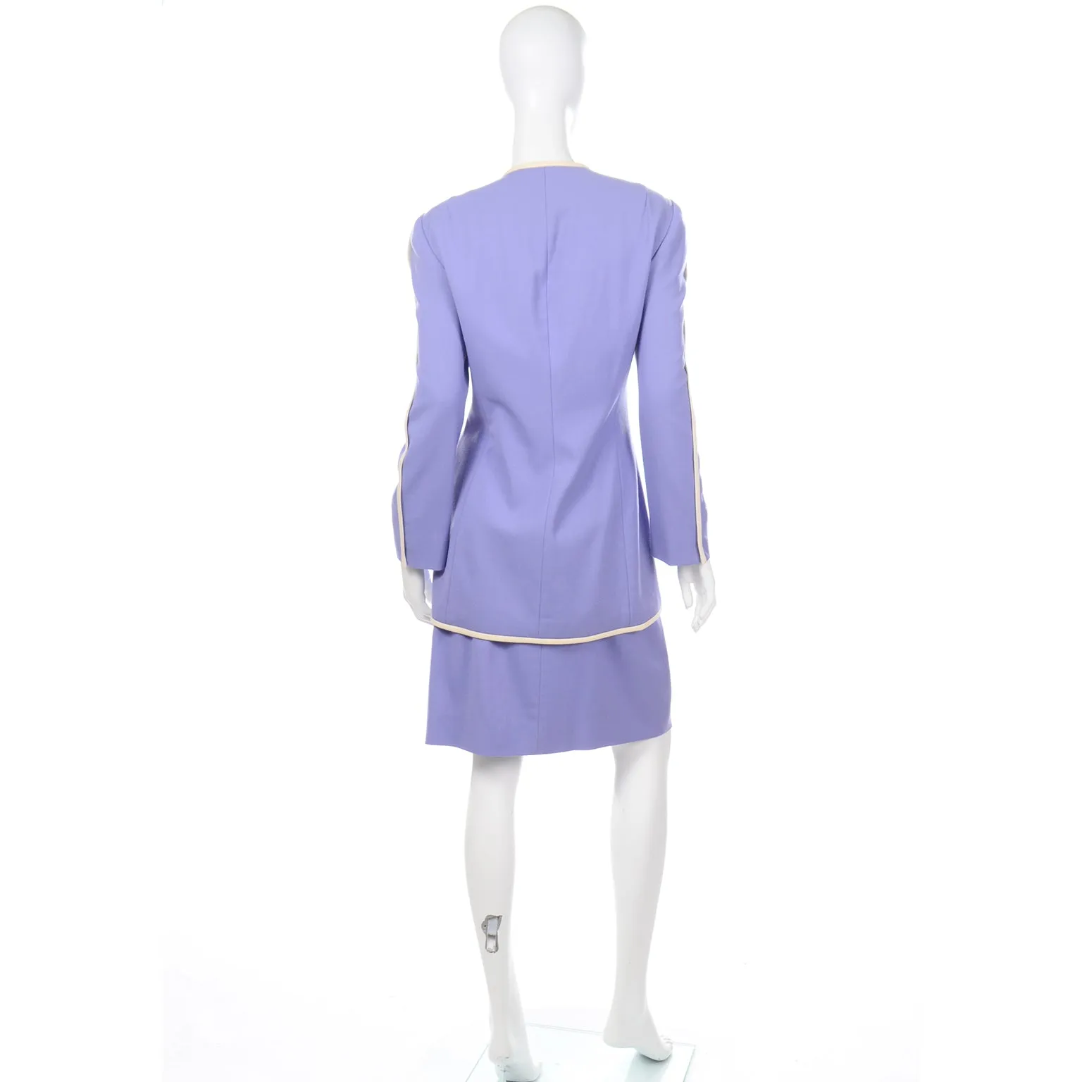 1990s David Hayes Vintage Periwinkle Purple Skirt & Jacket Suit