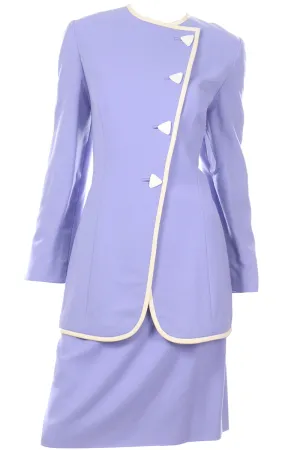 1990s David Hayes Vintage Periwinkle Purple Skirt & Jacket Suit