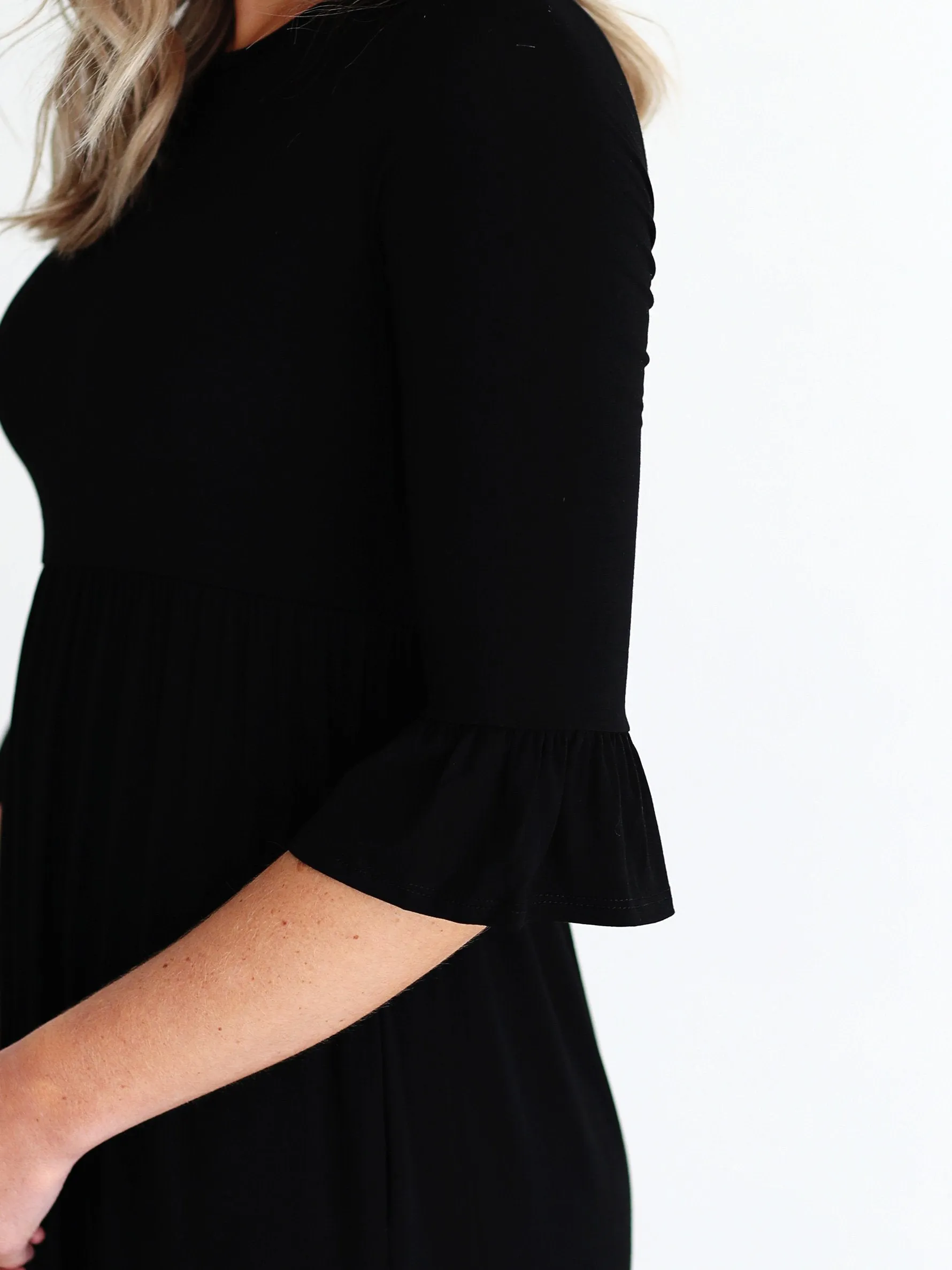 Black DLMN Trumpet Sleeve Dress
