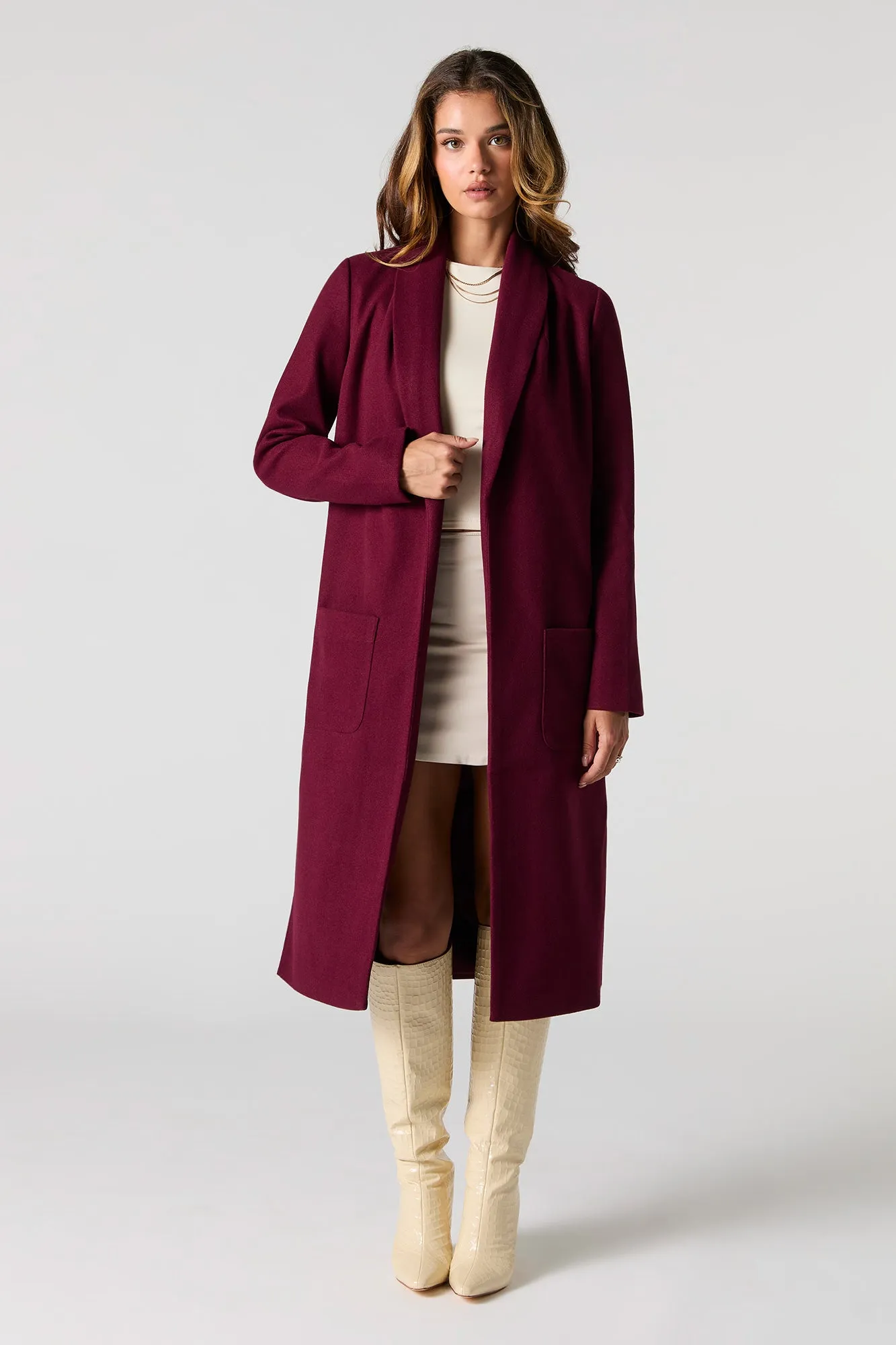 Blouson ouvert long avec col