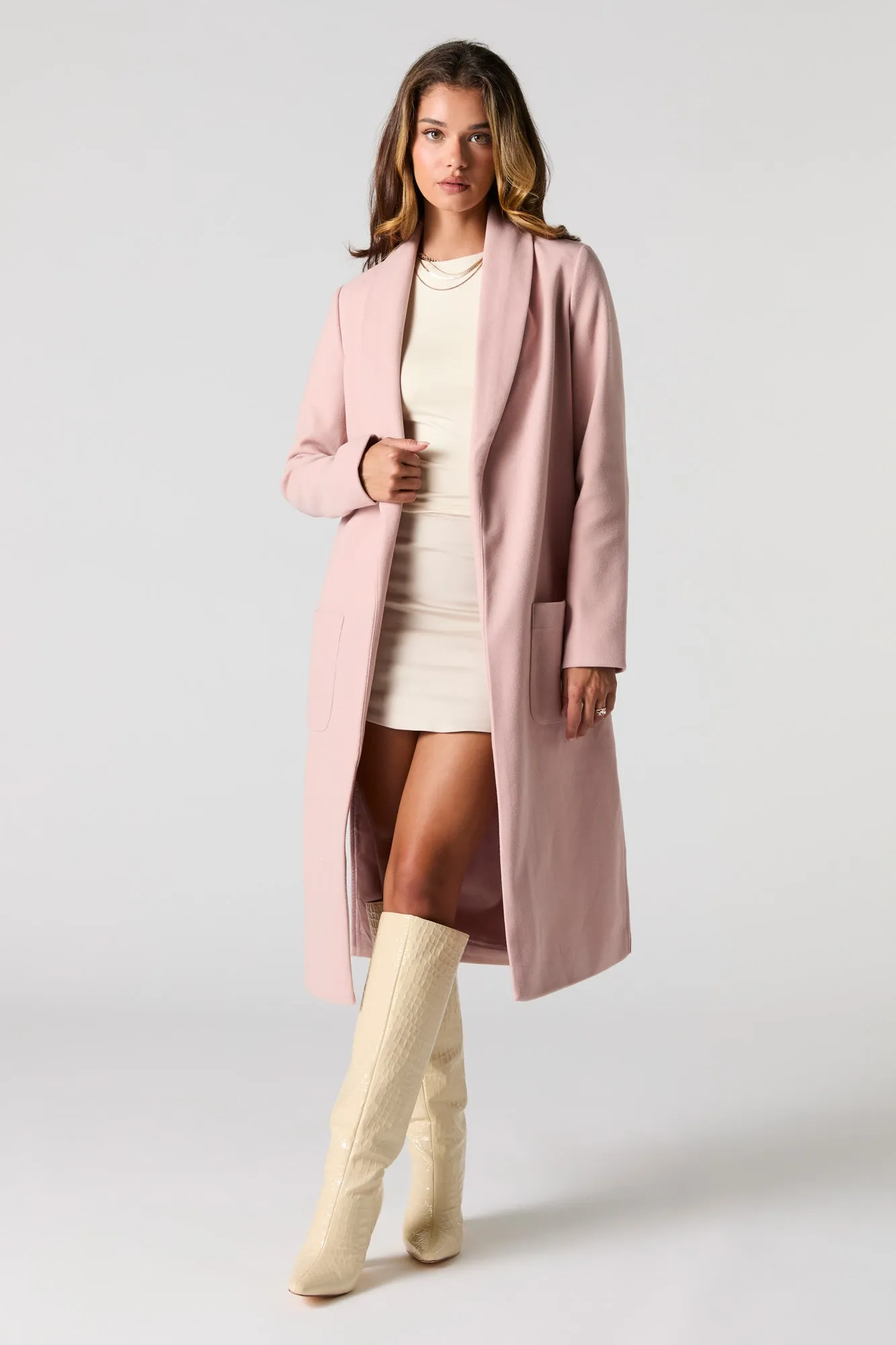 Blouson ouvert long avec col