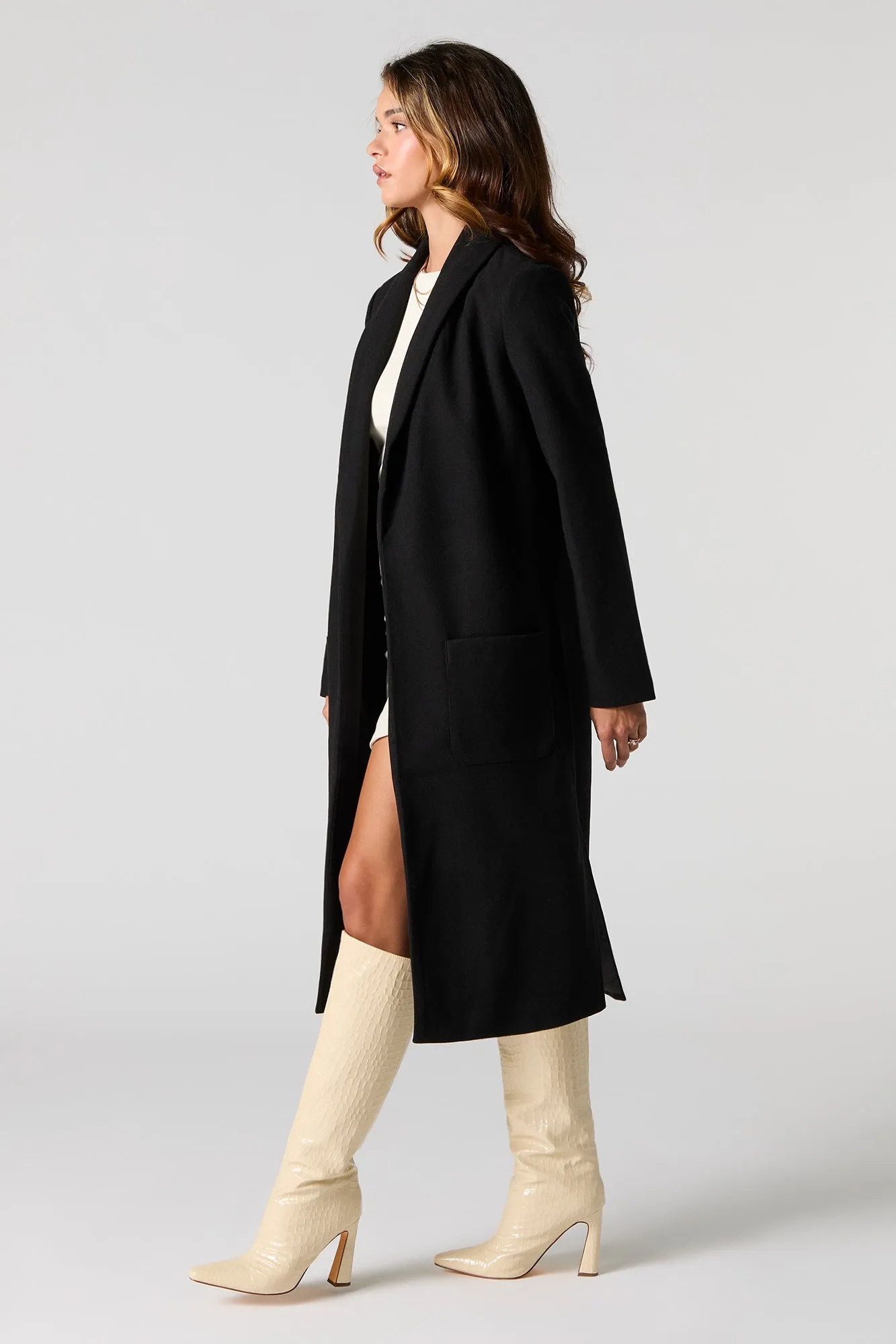 Blouson ouvert long avec col