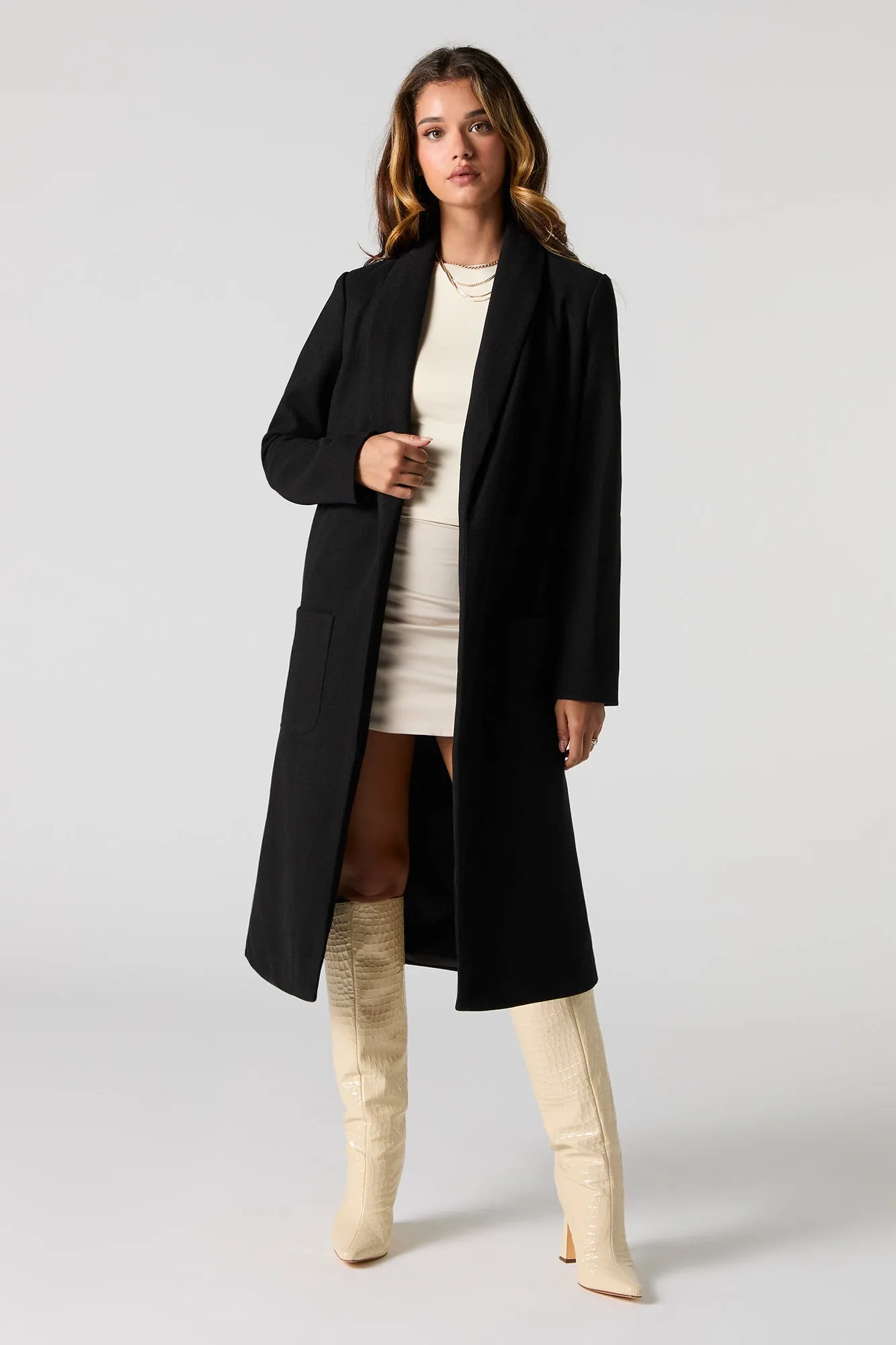 Blouson ouvert long avec col