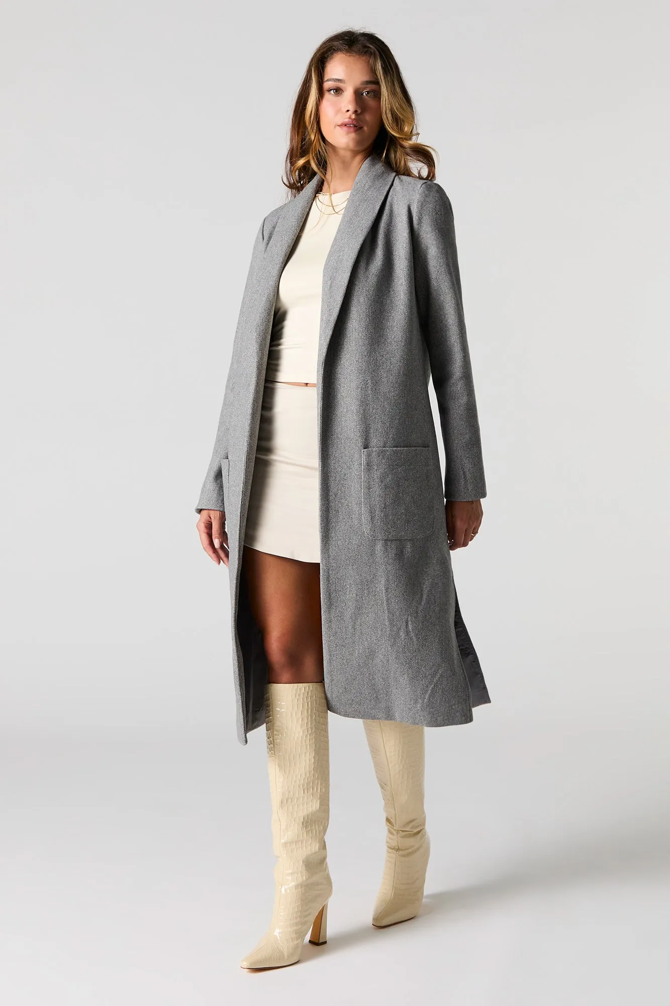 Blouson ouvert long avec col