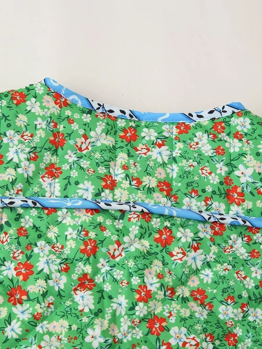 Claudia | Green Mood Floral Print Loose Jacket
