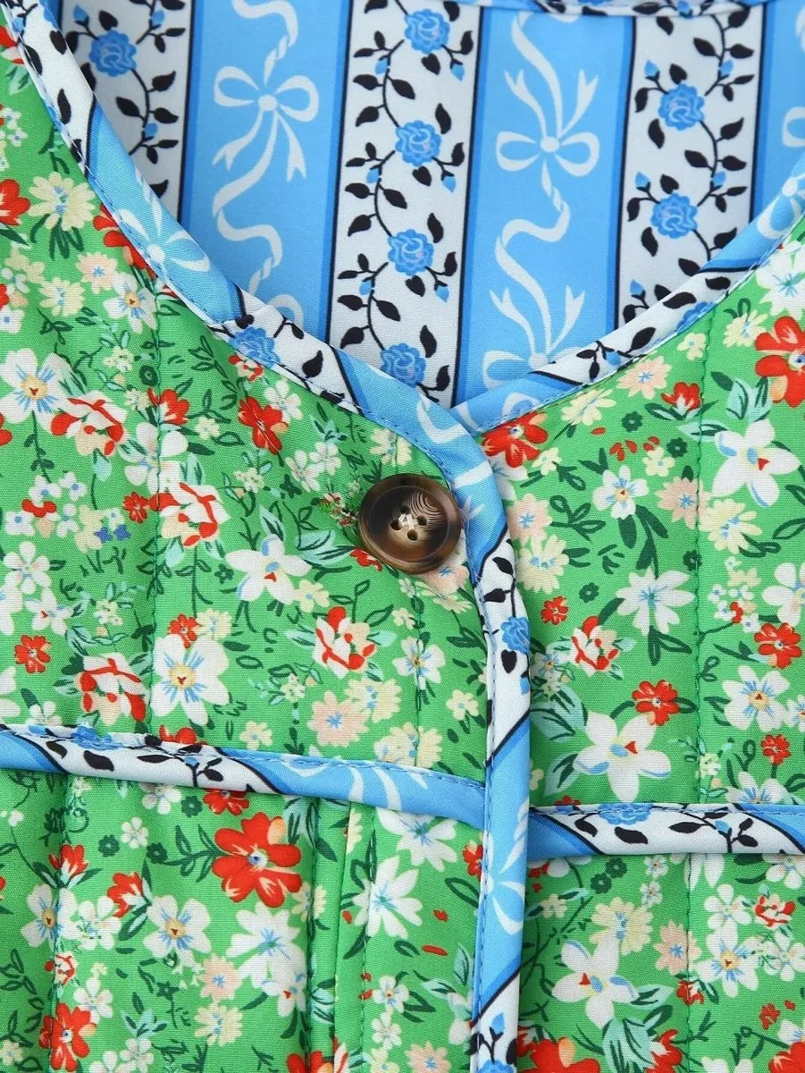 Claudia | Green Mood Floral Print Loose Jacket