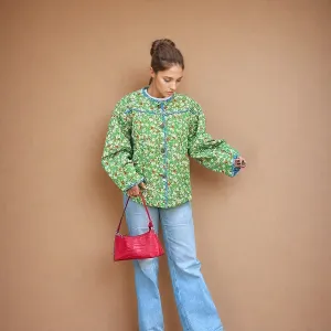Claudia | Green Mood Floral Print Loose Jacket