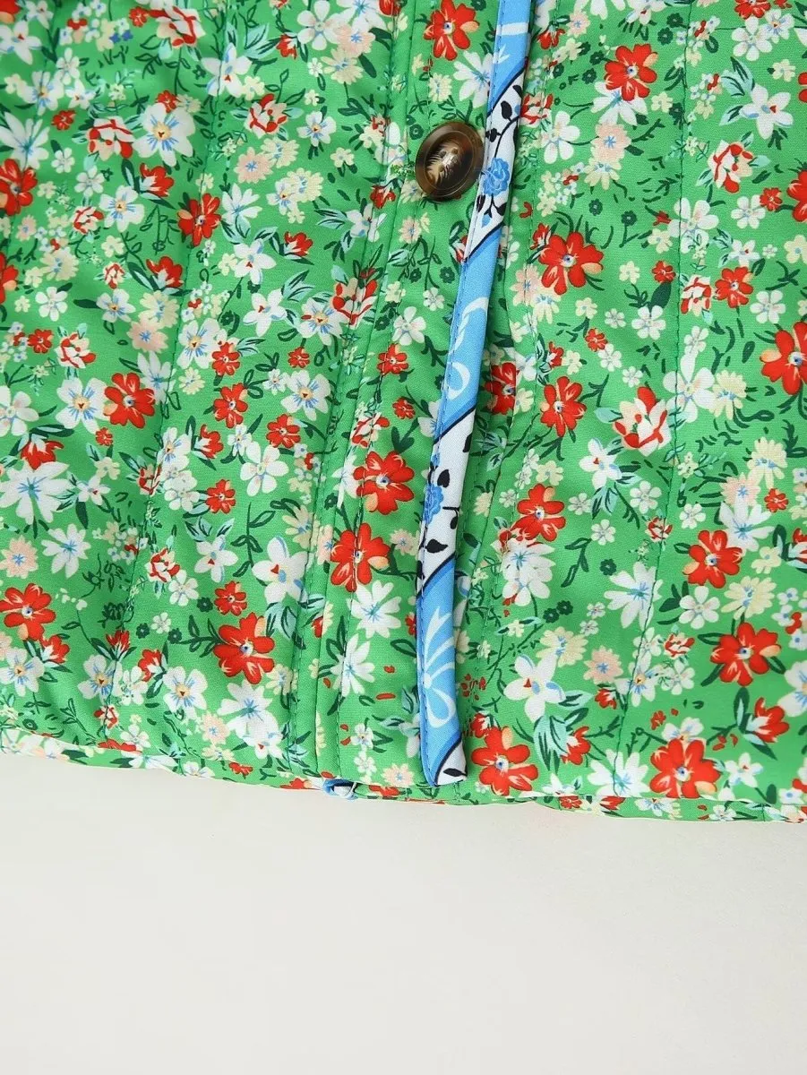 Claudia | Green Mood Floral Print Loose Jacket