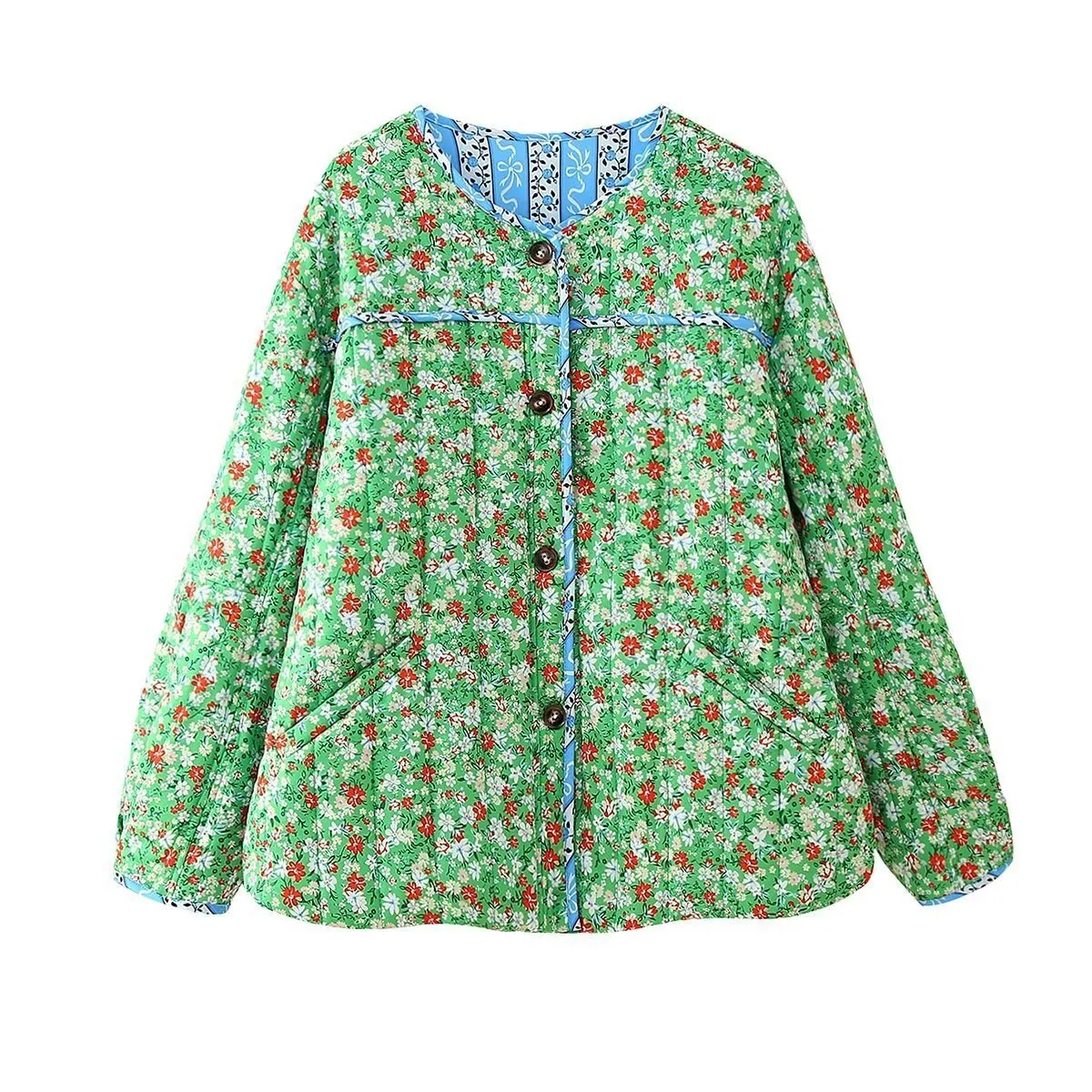 Claudia | Green Mood Floral Print Loose Jacket