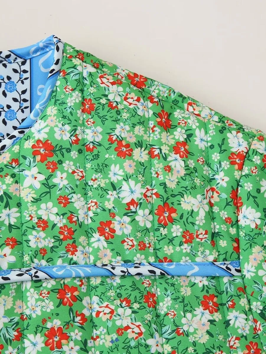 Claudia | Green Mood Floral Print Loose Jacket