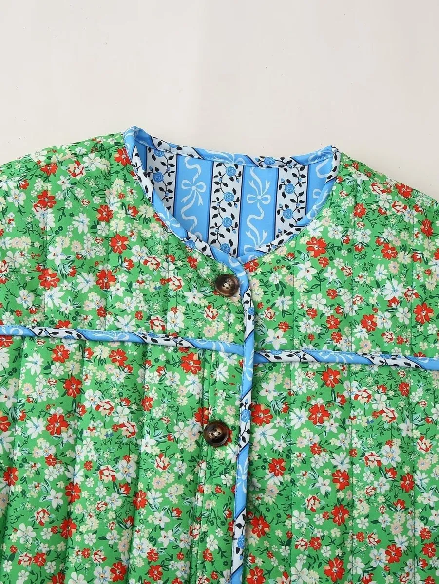 Claudia | Green Mood Floral Print Loose Jacket