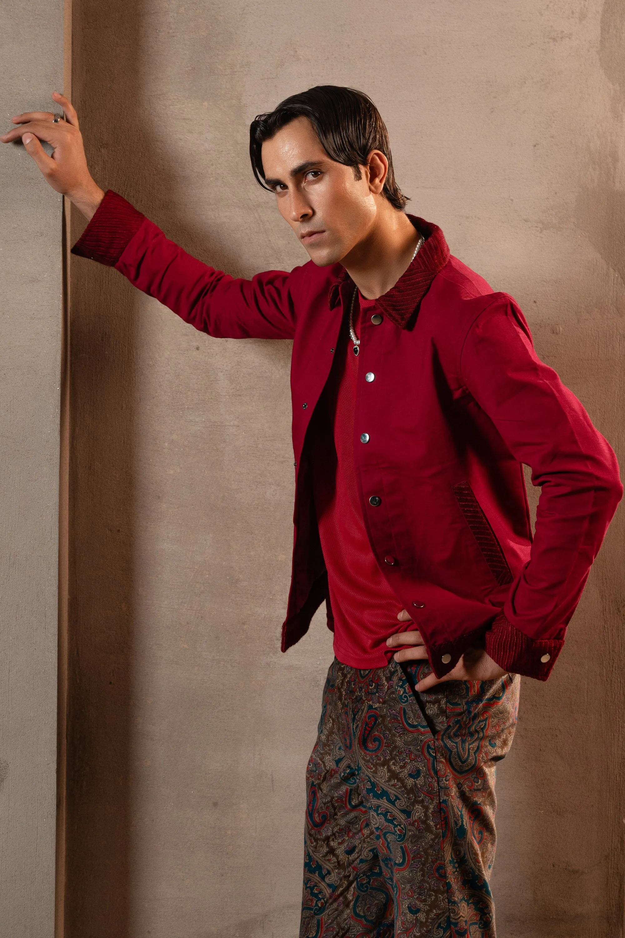 Dark Fuchsia Textured Jacket