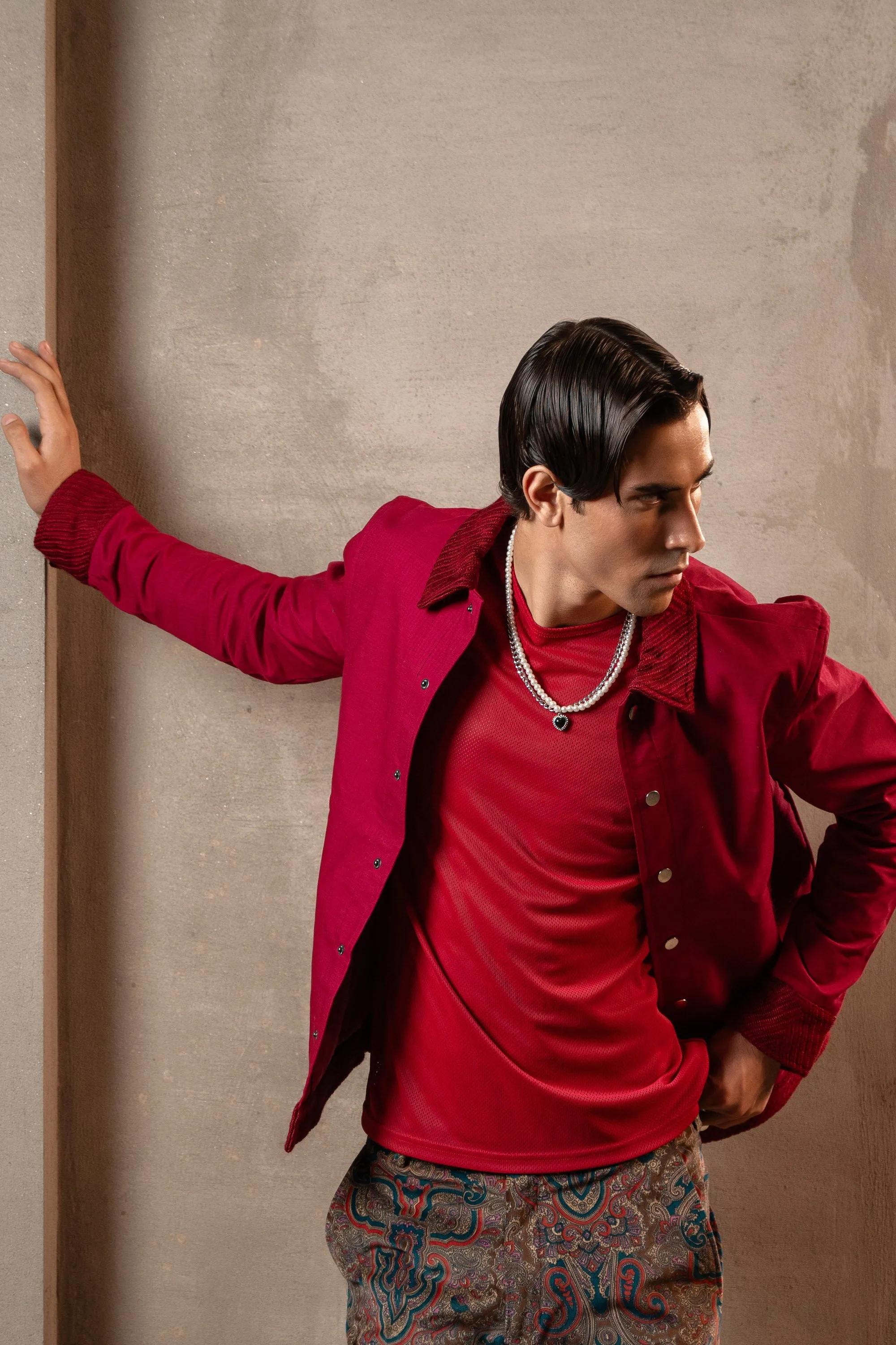 Dark Fuchsia Textured Jacket