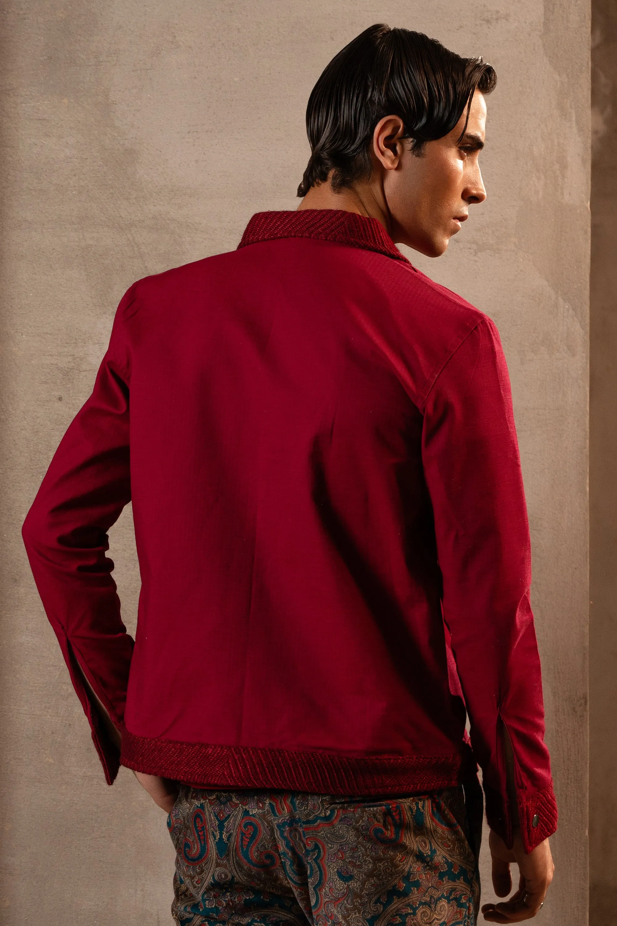 Dark Fuchsia Textured Jacket
