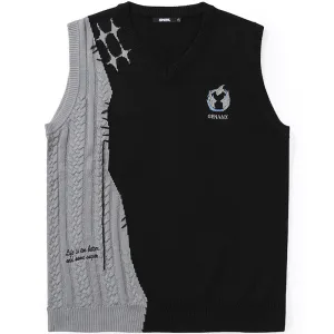 High Street Color Block Sleeveless Knit Vest