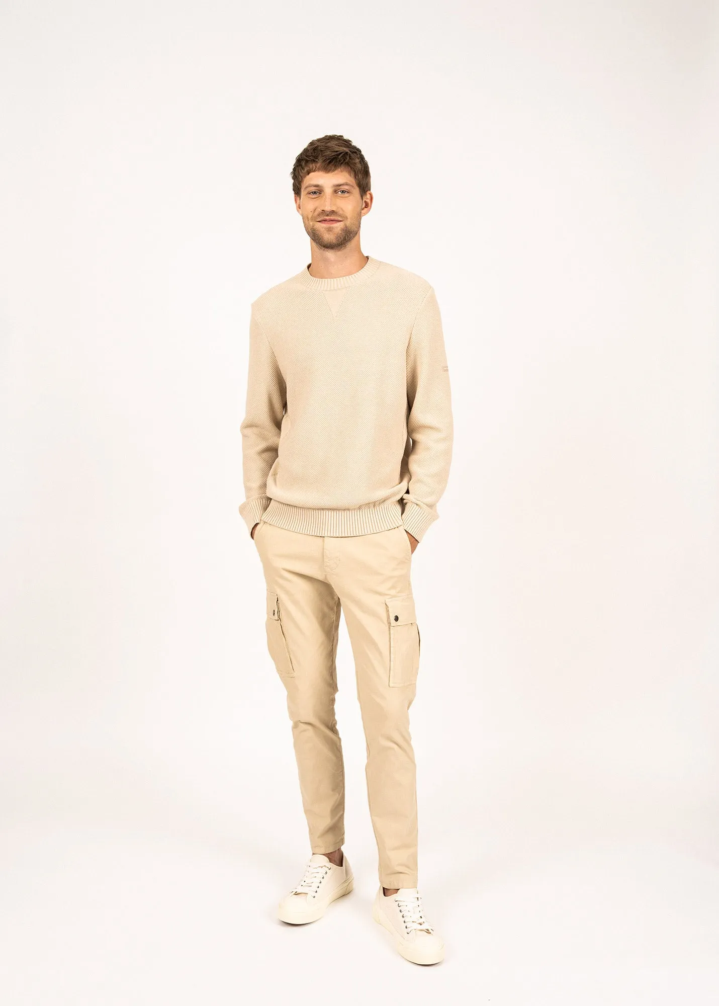 Jobourg cotton jumper - round neck, long sleeves (PLAGE)