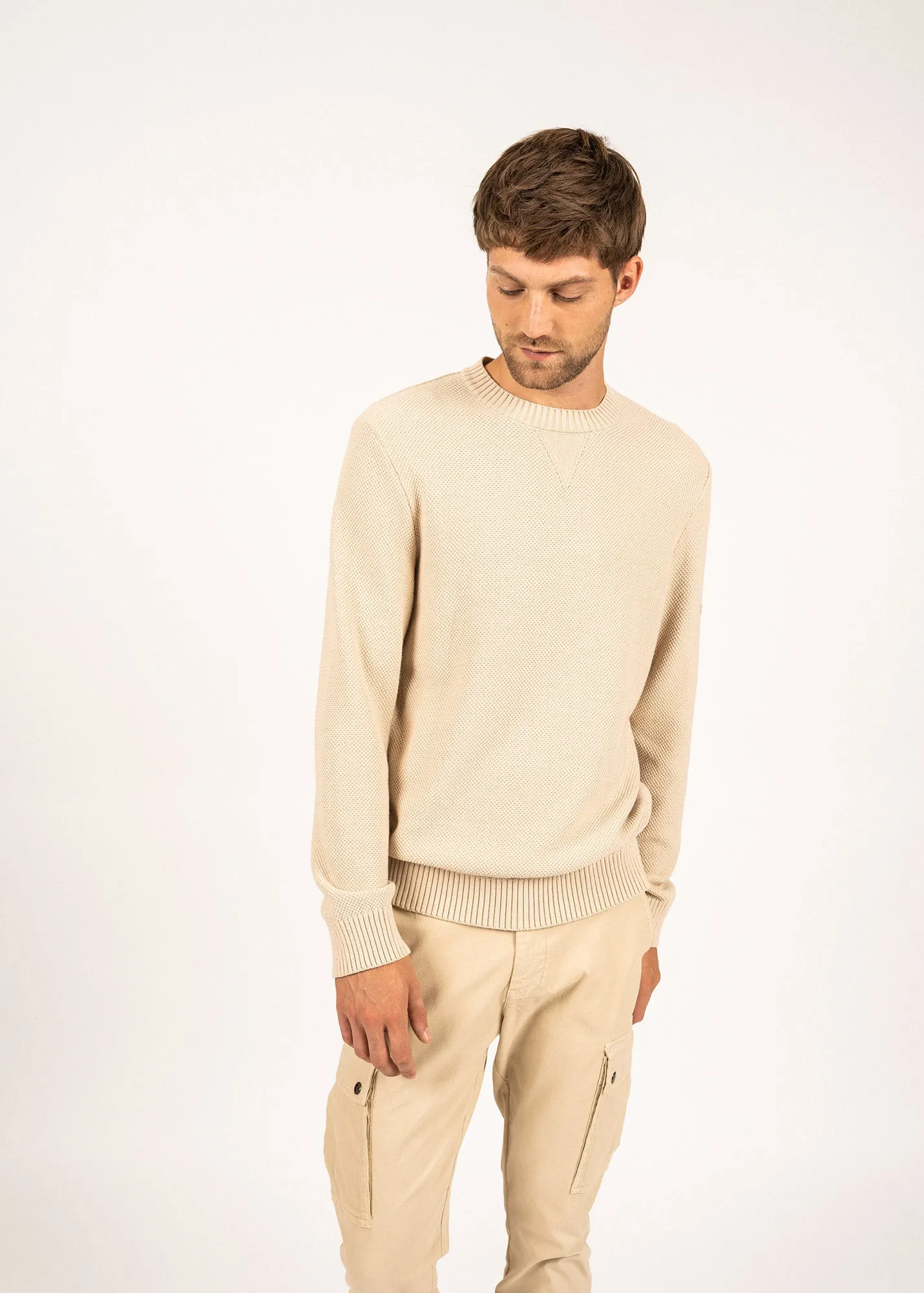 Jobourg cotton jumper - round neck, long sleeves (PLAGE)