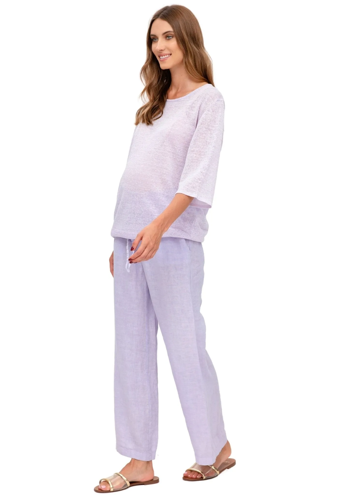 Joseph Linen Maternity Pants - Lavander