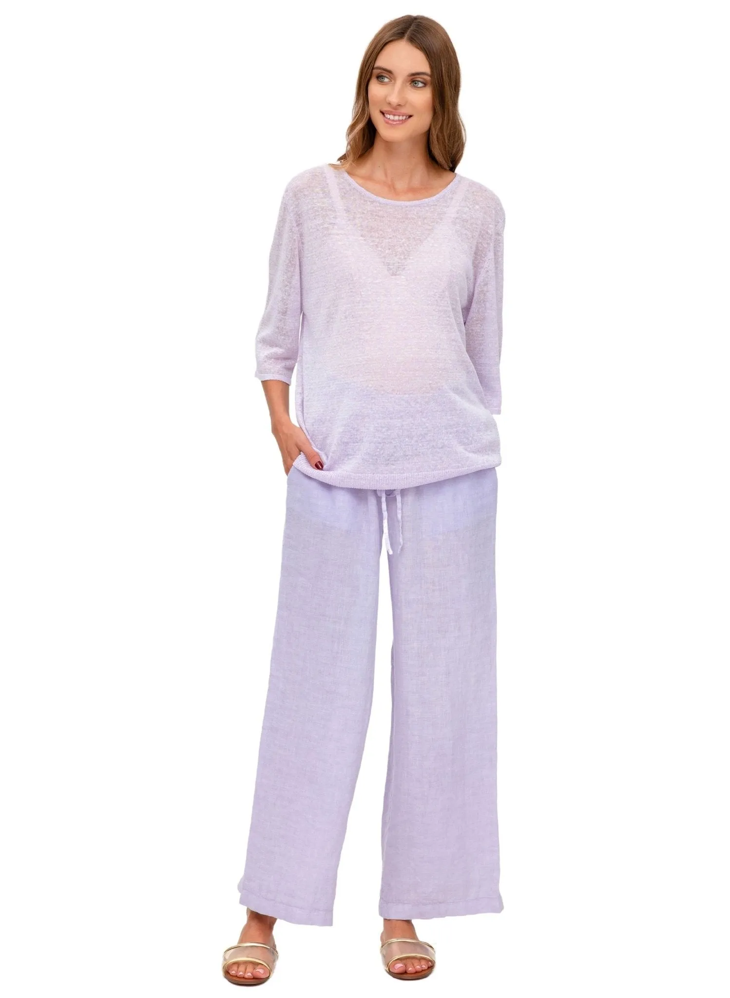 Joseph Linen Maternity Pants - Lavander