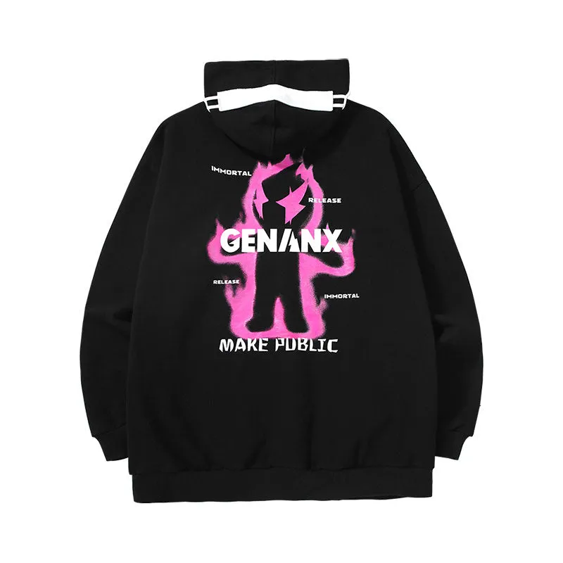 Lightning Warm Change printed fun decorative applique cloth hoodie and fleece hoodie