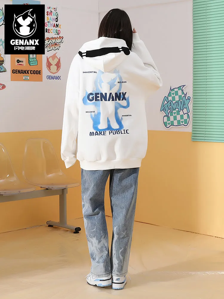 Lightning Warm Change printed fun decorative applique cloth hoodie and fleece hoodie