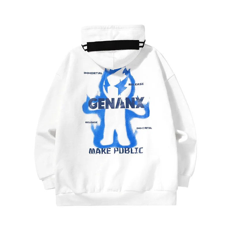 Lightning Warm Change printed fun decorative applique cloth hoodie and fleece hoodie