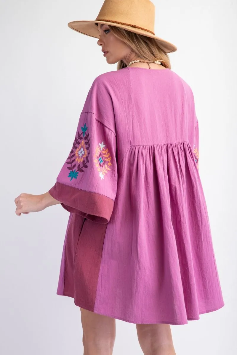 Orchid Embroidered Woven Dress