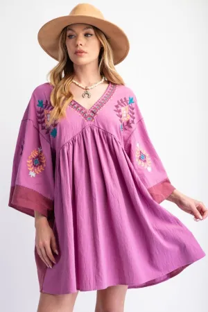 Orchid Embroidered Woven Dress