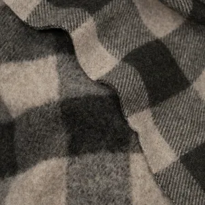 Remnant - 50cm - Deadstock Buffalo Check Recycled Wool Blend Coating - Umber