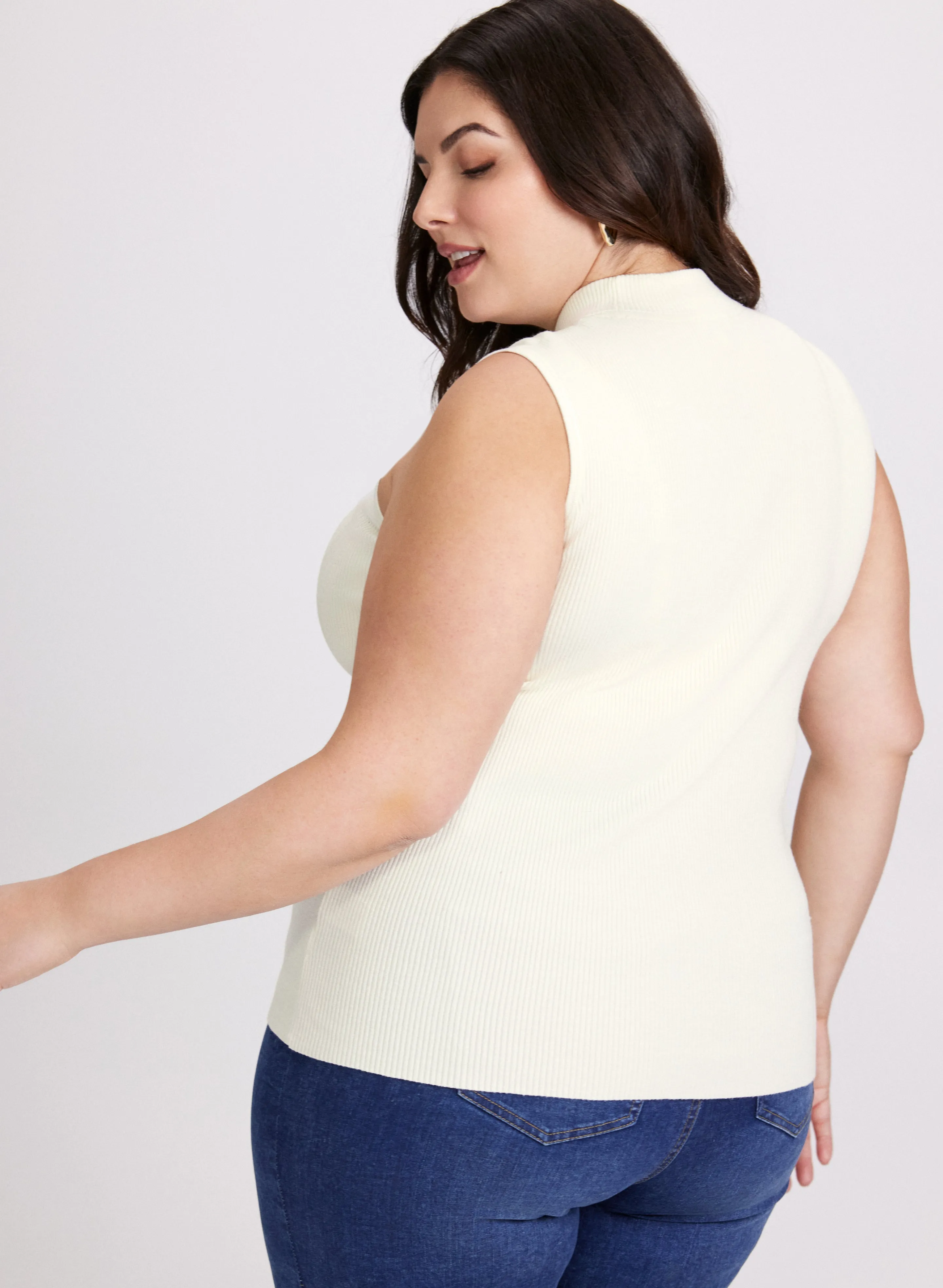 Sleeveless Mock Neck Sweater