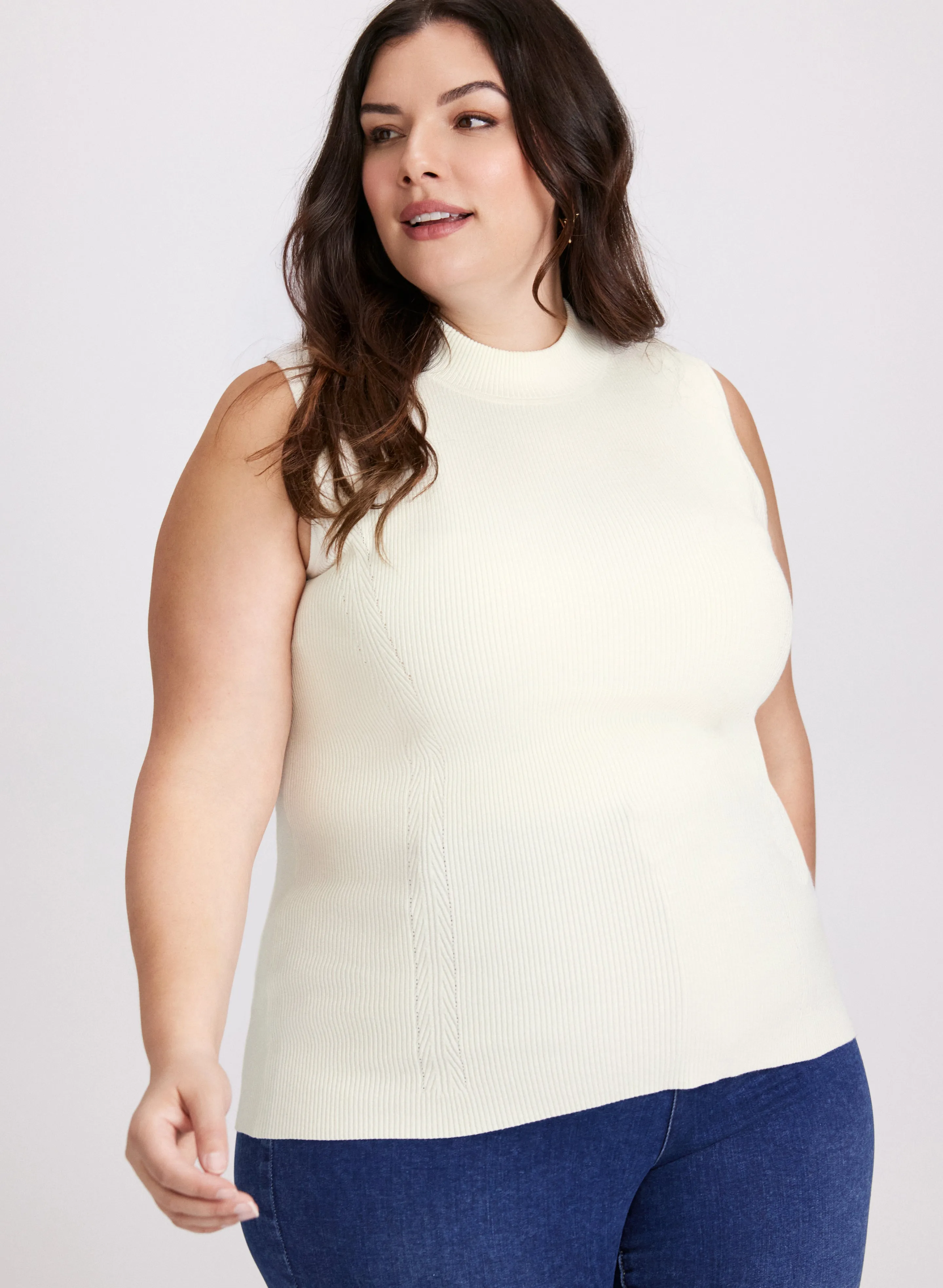 Sleeveless Mock Neck Sweater