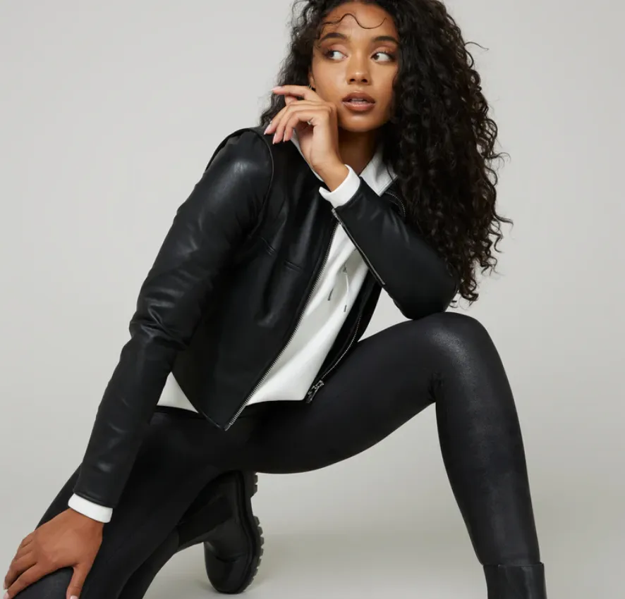 Spanx Leather-Like Black Moto Jacket