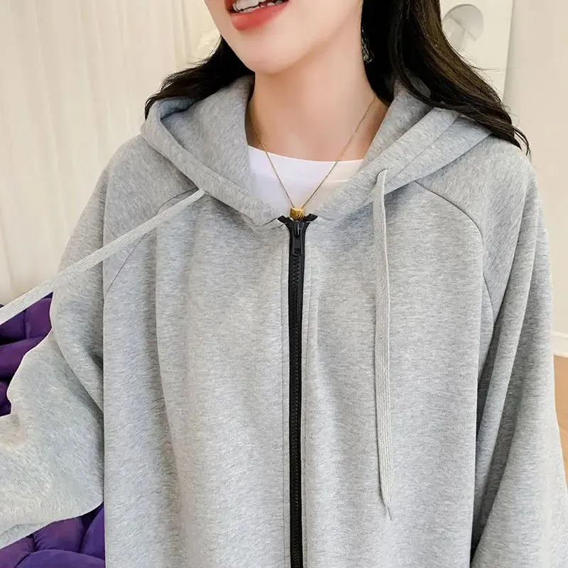 Uniwim Autumn Winter New Women Fleece Thick Long Coats Korean Fashion Casual Loose Long Sleeve Zipper Cardigan Oversized Hooded Dresses