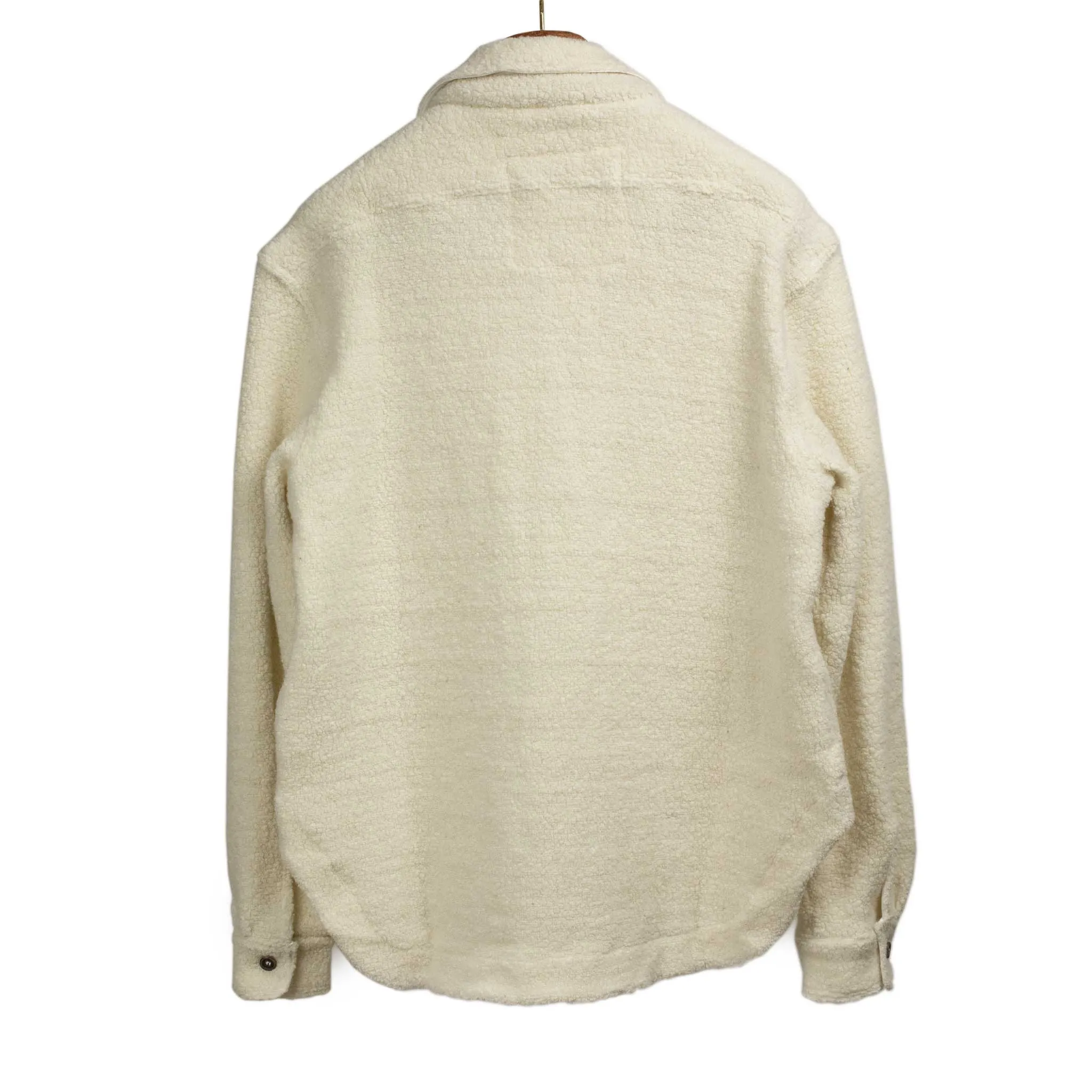 Vintage popover zip shirt in off-white recycled wool teddy