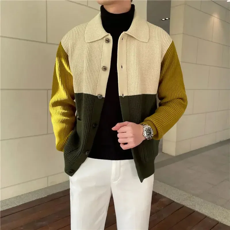 Wiaofellas  -  Autumn and Winter Long Sleeve Coats High Quality Knit Cardigan Man Cheap Y2k Casual Korean Popular Clothes Top Sweater for Men