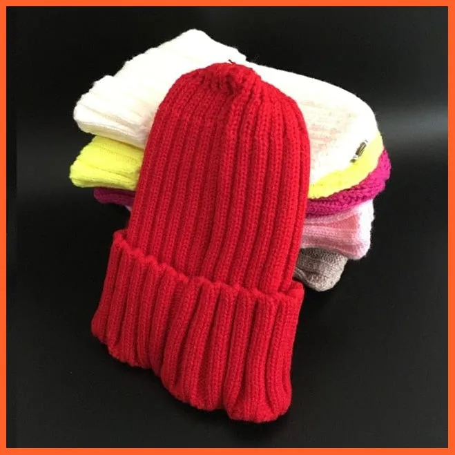 Winter Brand Kids Fur Pom Poms Hats |  Winter Hat For Women Hat Knitted Beanies Cap Hat Thick Women Skullies Beanies