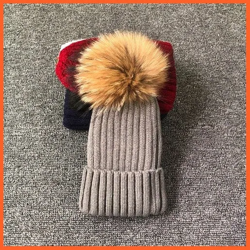 Winter Brand Kids Fur Pom Poms Hats |  Winter Hat For Women Hat Knitted Beanies Cap Hat Thick Women Skullies Beanies