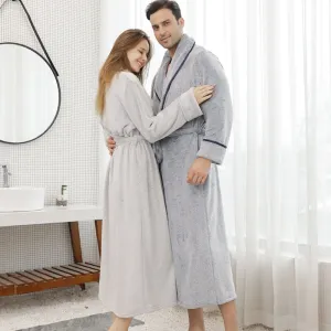 xiangtuibao Winter Warm Flannel Buttons Bathrobe Female Hooded Loose Lengthen Thicken Solid Robes For Pregnant Woman Couples Night Dress 3XL