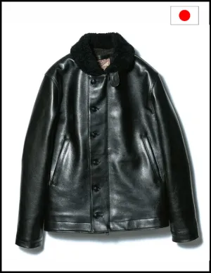 Y'2 Leather Aniline Horse N1 Deck Jacket Black